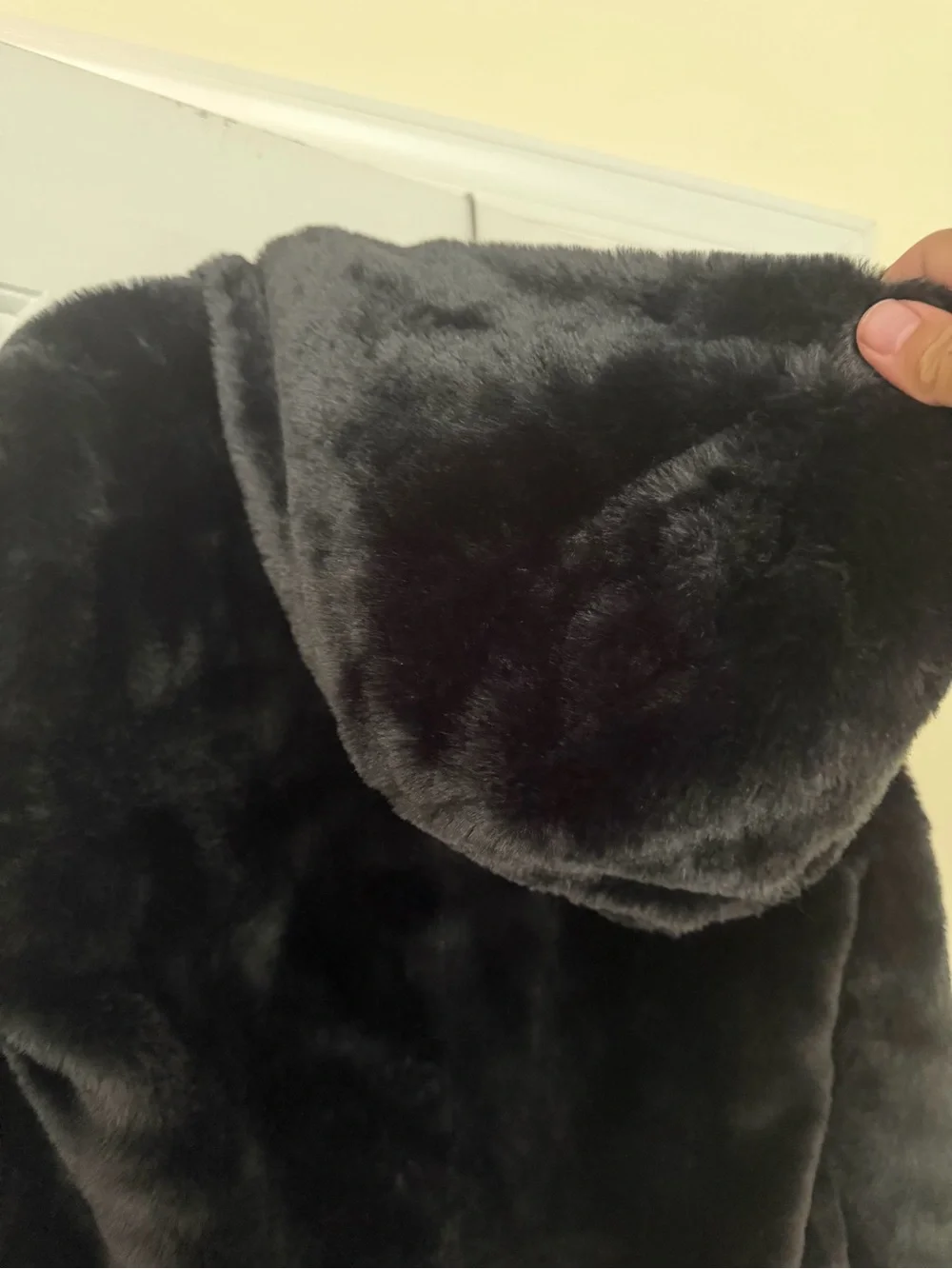 Esmara Black Faux Fur Hooded Coat Jacket Size S 4/6 Paisley Lining